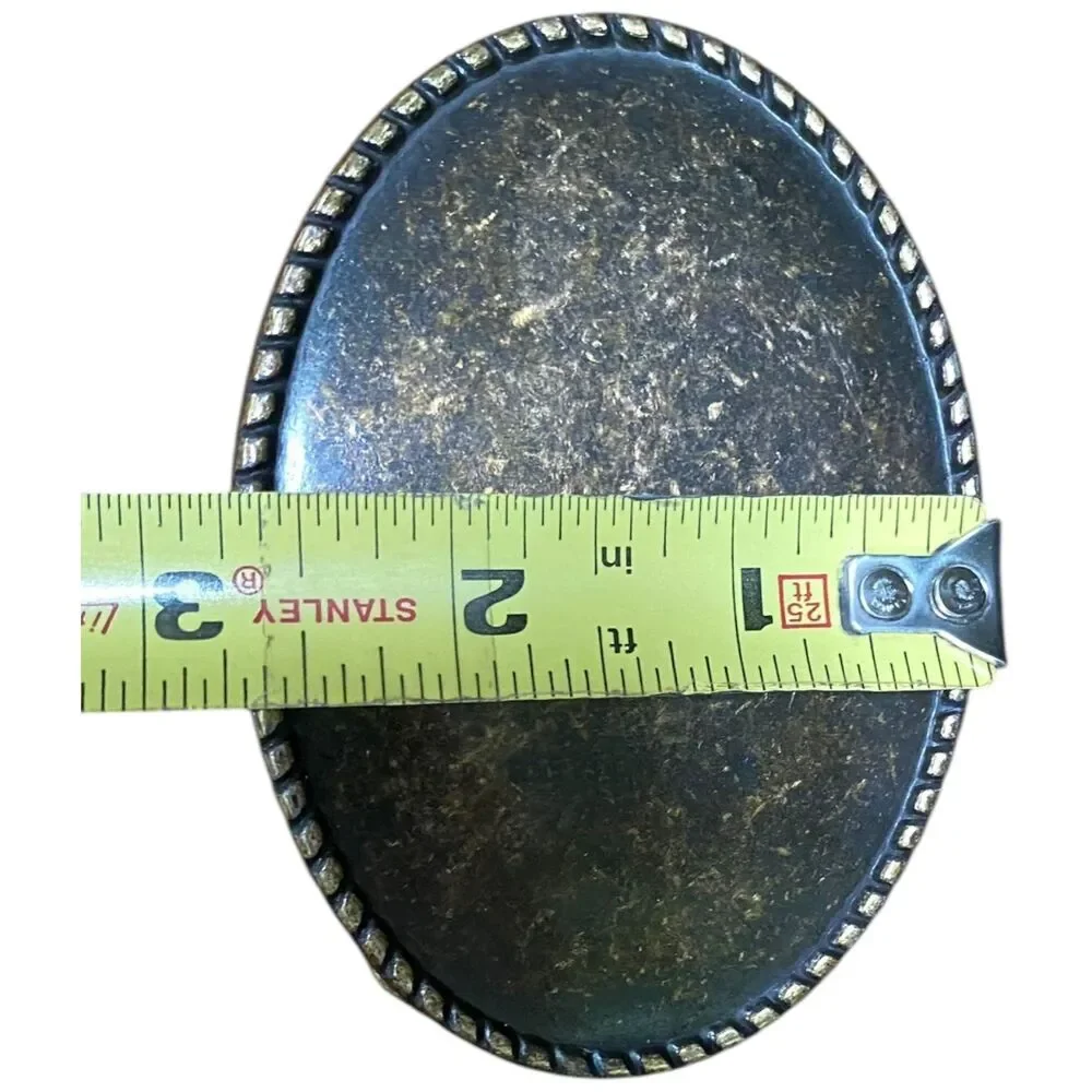 Western Oval Hammered Vintage Belt Buckle replacement antique brass 3 in x 4 in
